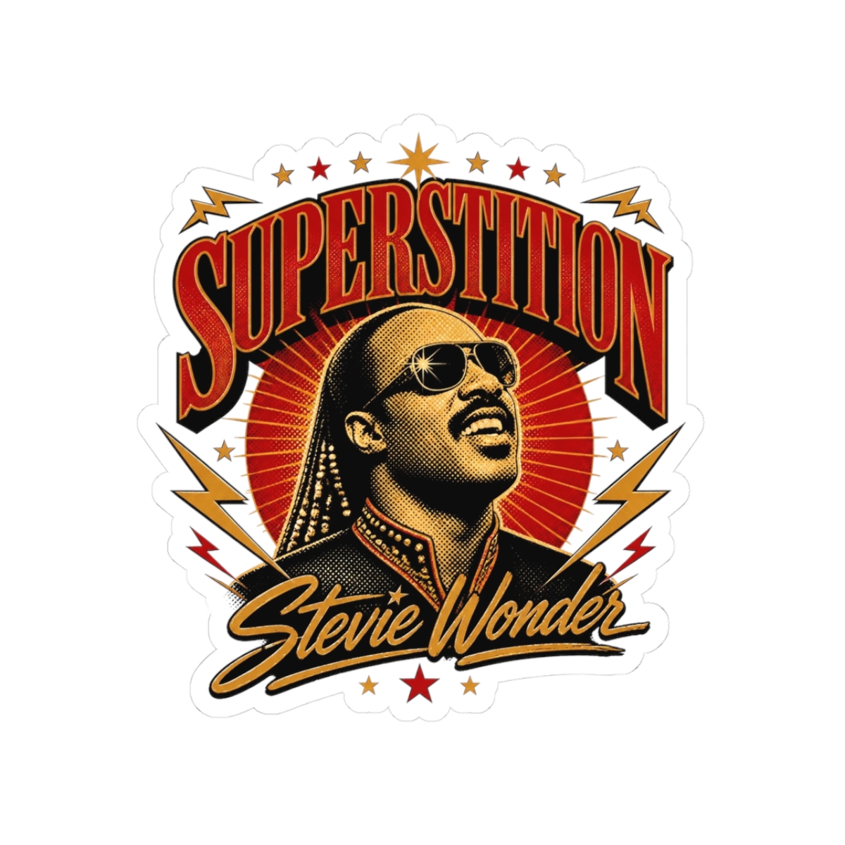 Stevie Wonder "Superstition" Sticker - alternate angle 1, merchandise